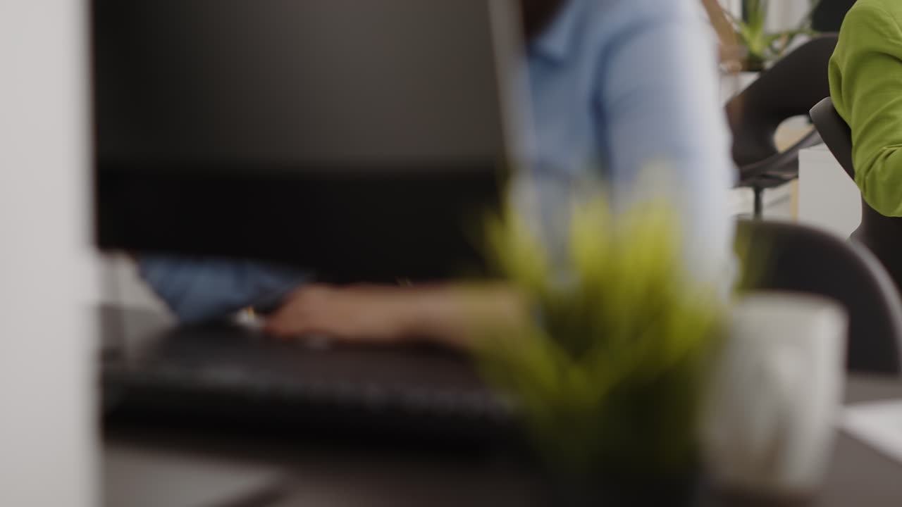 A woman analyzes financial data at the office