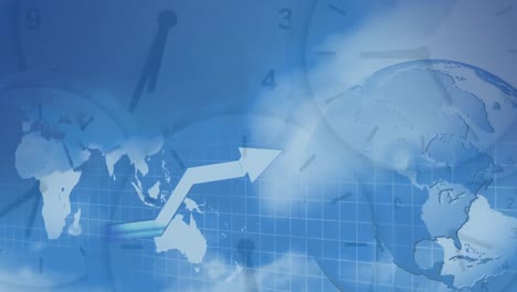 relojes de movimiento rápido, giro del globo y datos