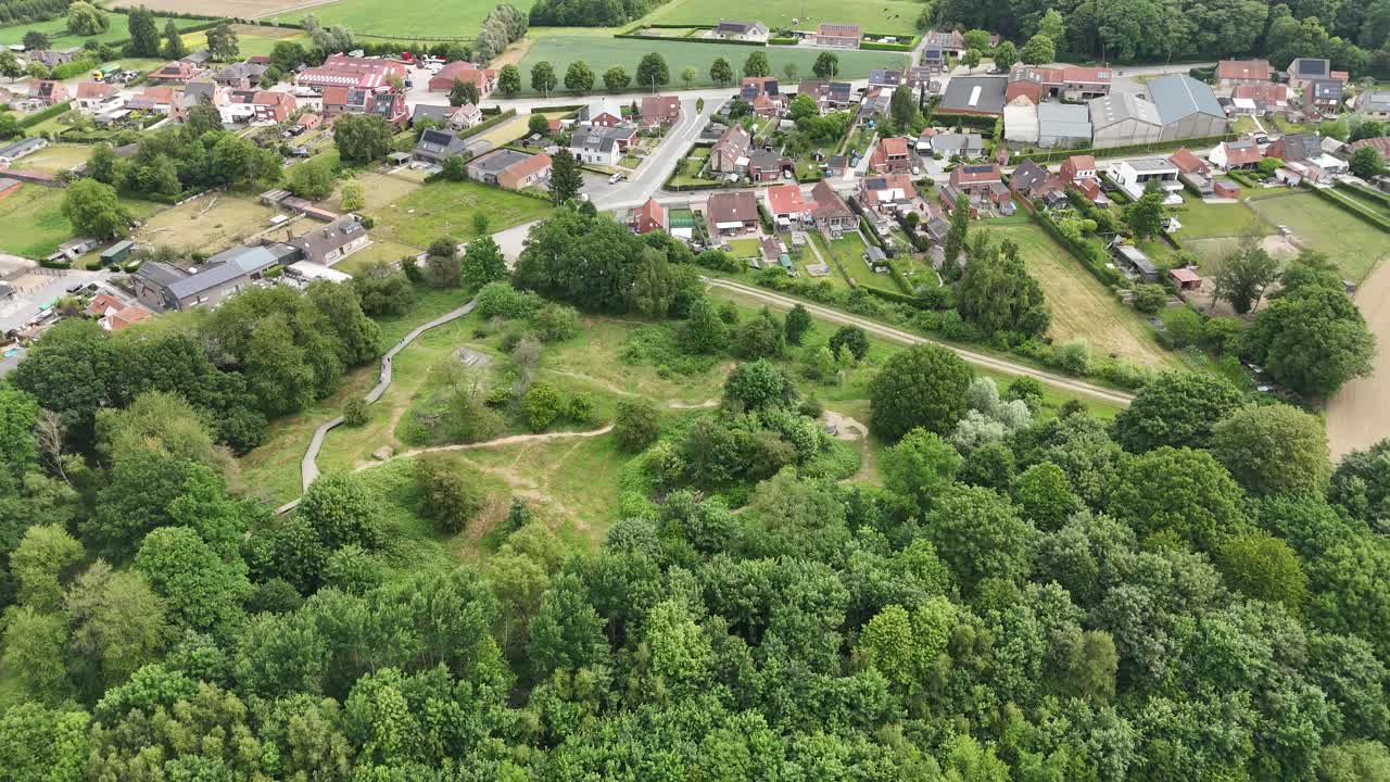 Hill 60 Ypres Belgium drone,aerial overhead shot