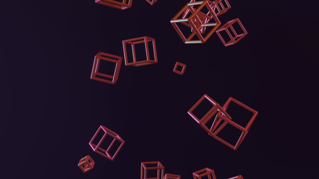 미래의 모양, 비행, 추상적인 물체의 애니메이션, 역동적인 기술 개념 배경.