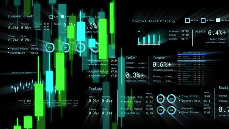 animation of financial data processing and statistics
