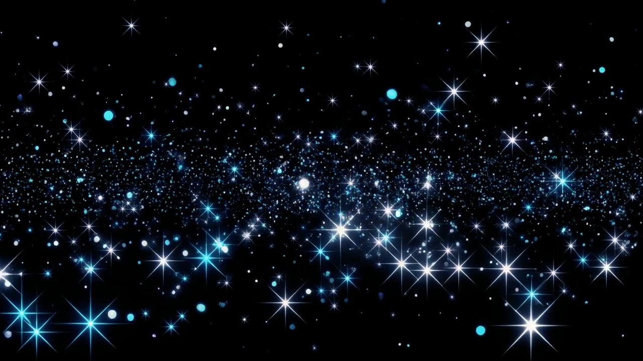 Abstract Background of Glowing Blue Stars and Particles Floating in Space