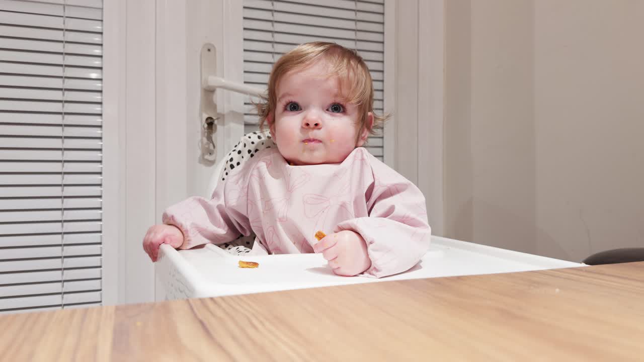 Cute Sweet Baby, Candid Family Portrait, Kitchen Highchair, Close-up