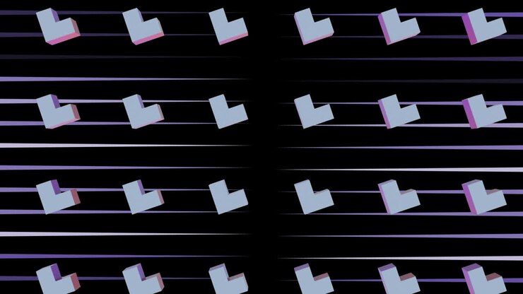Animation of colored shapes in black background