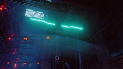 neon lights of futuristic sci fi city