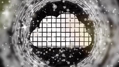 Animation of cloud icon with networks of connections