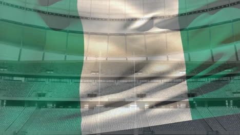 Animación-De-La-Bandera-Ondeante-De-Nigeria-Sobre-El-Estadio.