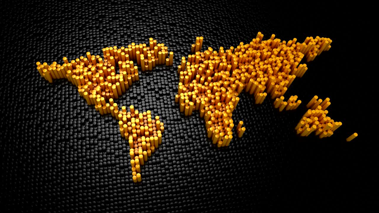 Cylindrar formade en världskarta.