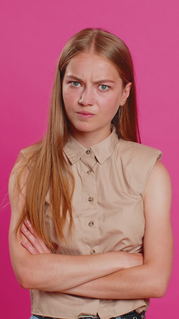 Offended sad young woman having frustrated after quarrel fail lose ignores does not want to talk