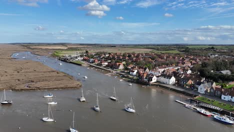 wells next to the sea norfolk uk panning drone aerial