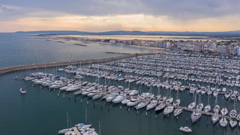 palavas les flots port leisure harbour france hyperlapse aerial sunset view