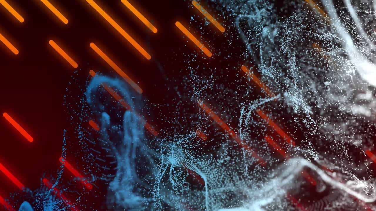 검은 바탕 위에서 움직이는 반 ⁇ 이는 불빛과 파도의 애니메이션