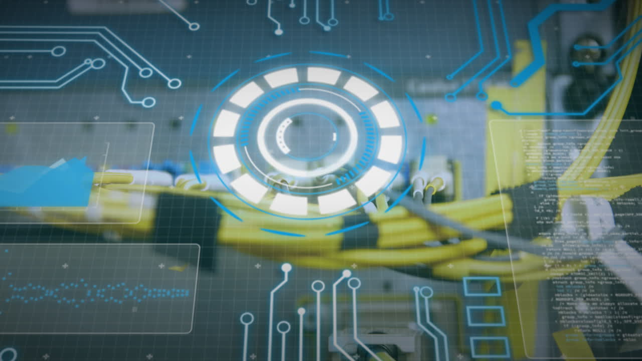 animación del procesamiento de datos en la sala de servidores