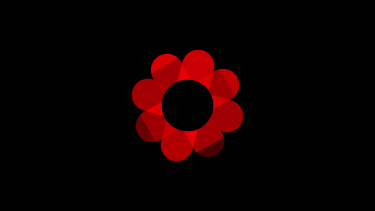 Red rotating flower for circular shaped logo animation
