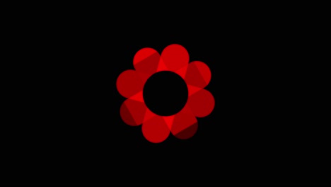 red rotating flower for circular shaped logo animation