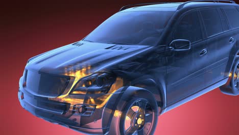el coche transparente gira.