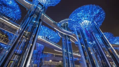 futuristic architecture with blue lighting