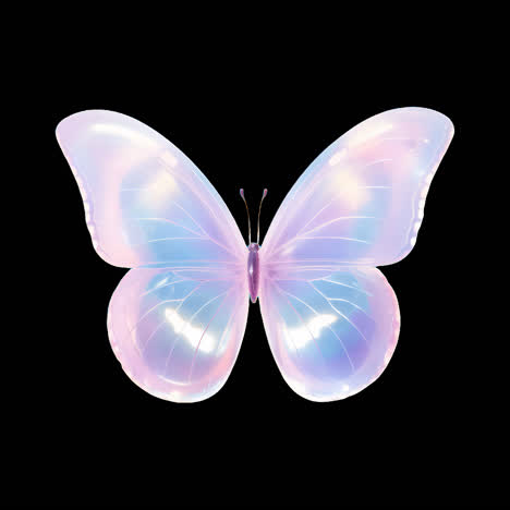 Elegant pastel butterfly illustration animation isolated asset, transparent 4K video, alpha channel