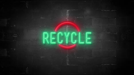 mensaje de reciclaje en el letrero de neón parpadeante en resolución 4k