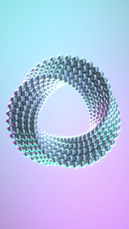 3d animation render of a abstract ring rotating. smooth hypnotic pattern. infinite seamless loop. vertical background