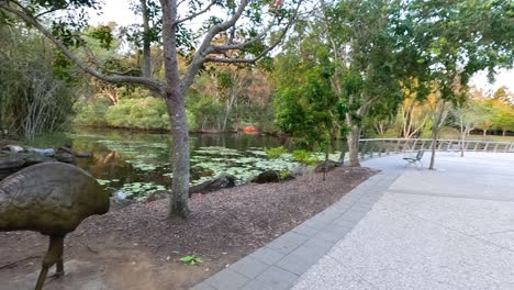 statues and pathways in serene garden setting