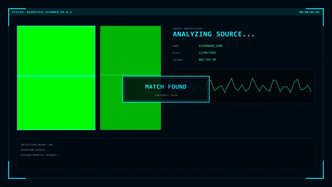 Futuristic Biometric Scanner Interface Displaying Data Analysis