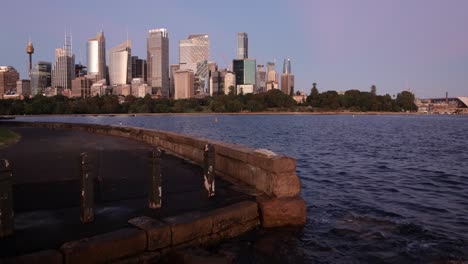 view of sydney harbour and city skyline, new south wales, australia