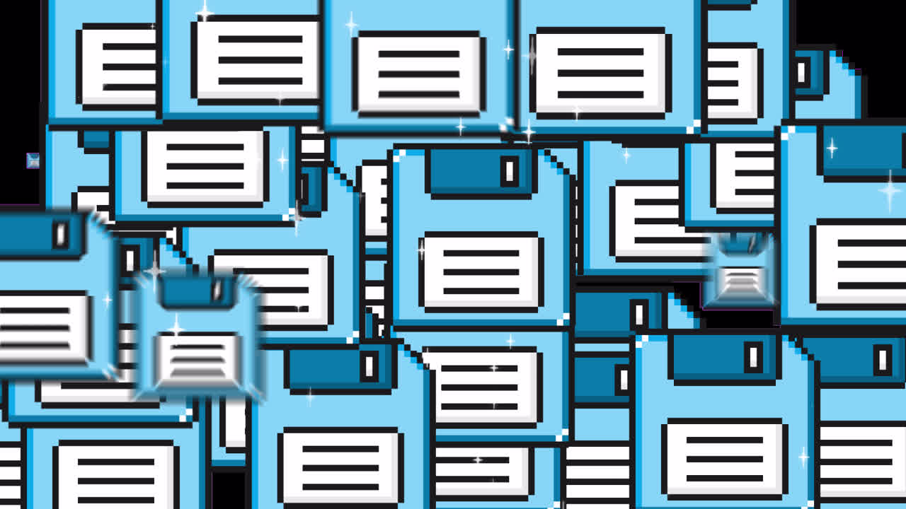 Pop up Pixe Floppy disc Transitions. 1080p - 30 fps - Alpha Channel (2).mov