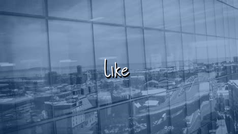 animación de texto similar sobre el paisaje urbano