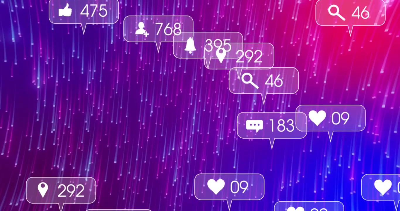 Light streaks starting, callouts appearing, clustering, updating counts, showing social engagement