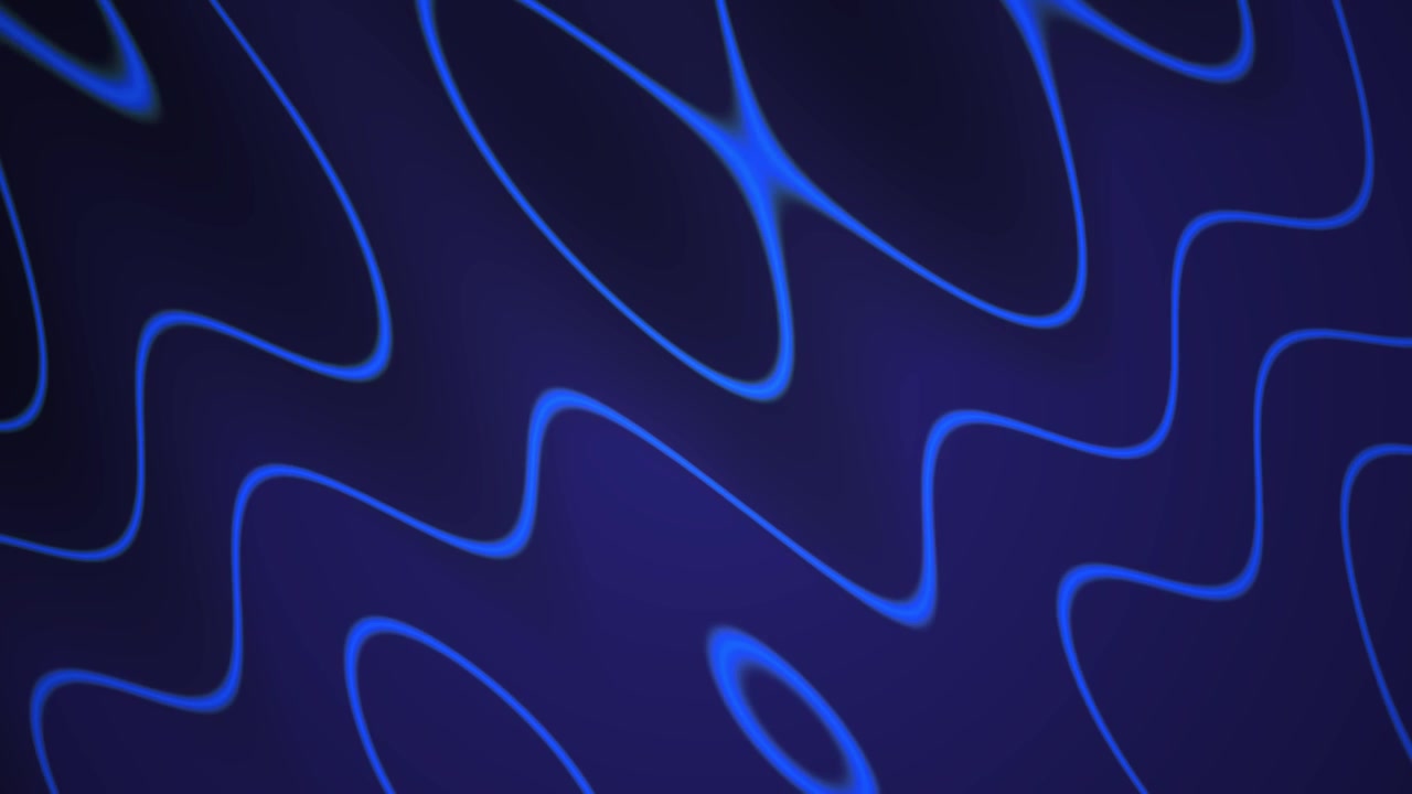 Abstract Blue Glowing Wavy Lines Moving on Dark Background