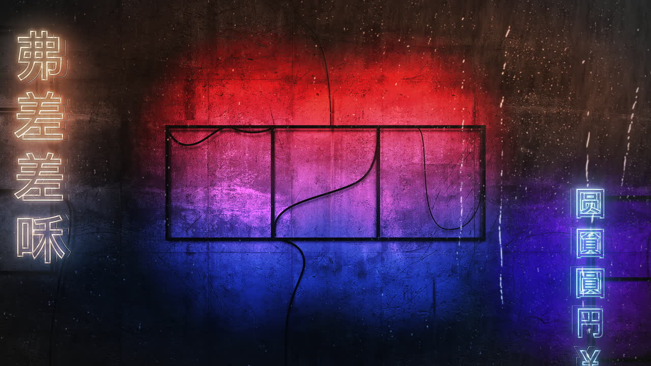 Neon lights on wall with Japan signs