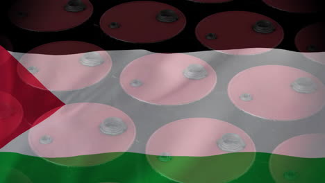 Animation-of-oil-barrels-over-flag-of-palestine