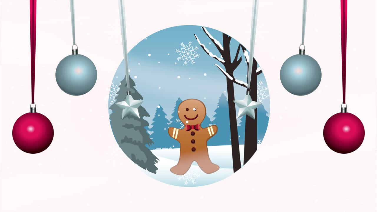 공을 매달고 진저맨과 함께 메리 크리스마스 카드