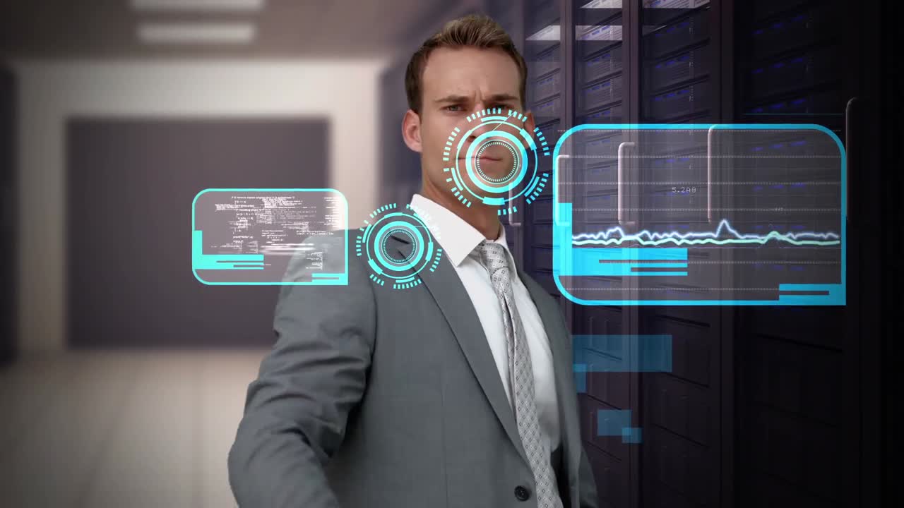 hombre de negocios girando un mecanismo