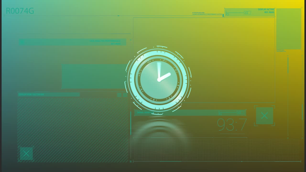 Animation of clock moving over data processing