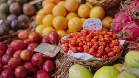 colorful fresh fruits at a market stall