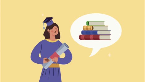 la chica con el sombrero de graduación y