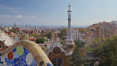 timelapse of the barcelona skyline shot from parc guell.