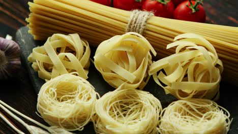 dry pasta assortment on board