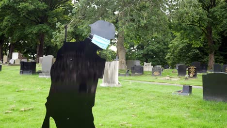 Streitkräfte-Silhouette-Friedhof-Soldatenstatue-Mit-Corona-Virus-Maske