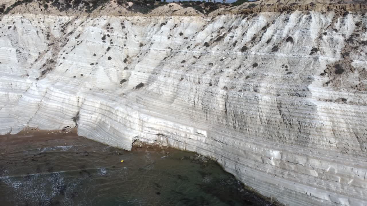 Lateral Dolly Away from the Eroded White Cliff Staircase of the Turkish Steps