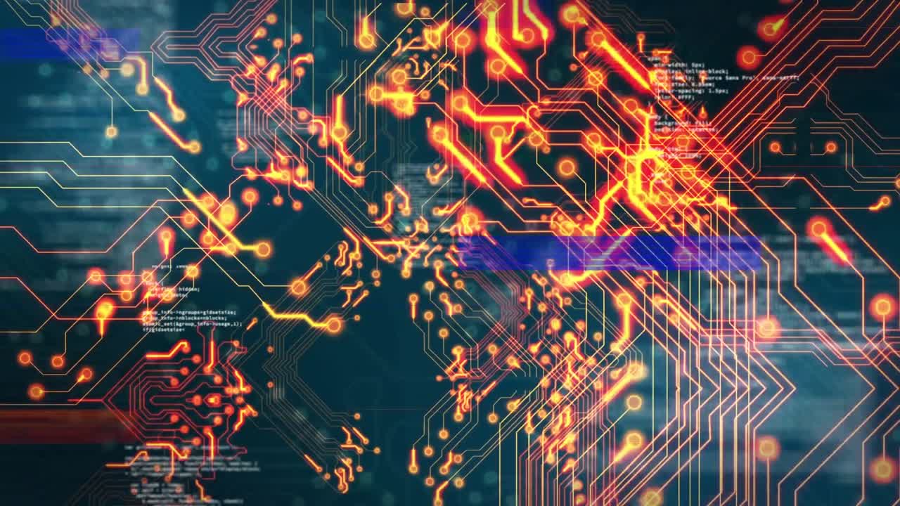 animación del procesamiento de datos sobre un fondo negro