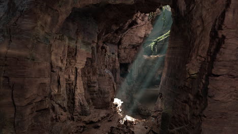 sunlight streaming through a cave opening