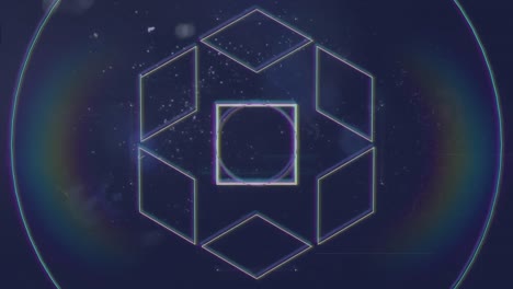 animación de un patrón blanco sobre un prisma sobre un fondo azul.