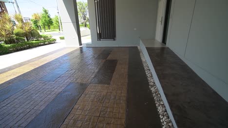 diseño de baldosas de piedra de entrada a la casa, sin gente, primer plano-2