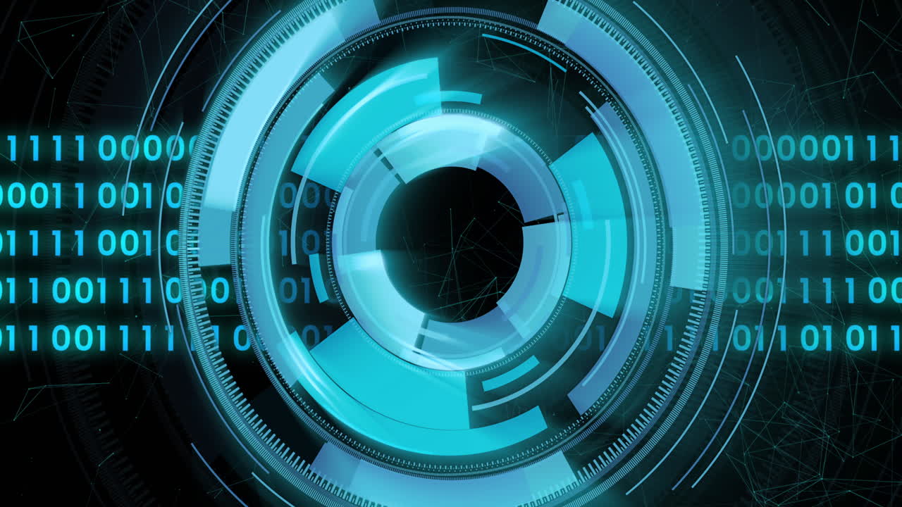 Animazione di scansione con elaborazione dati in codice binario
