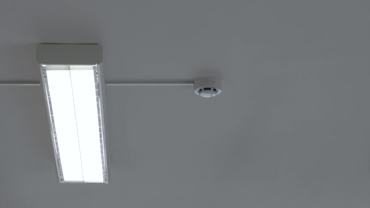 Fluorescent lights turning on and off, close-up