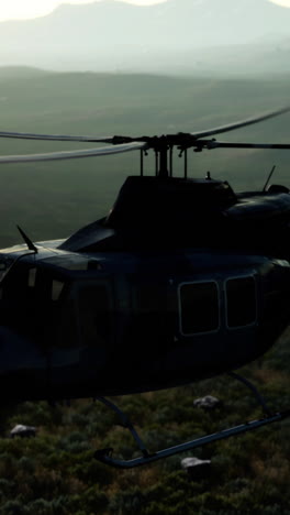 helicopter flying over scenic landscape