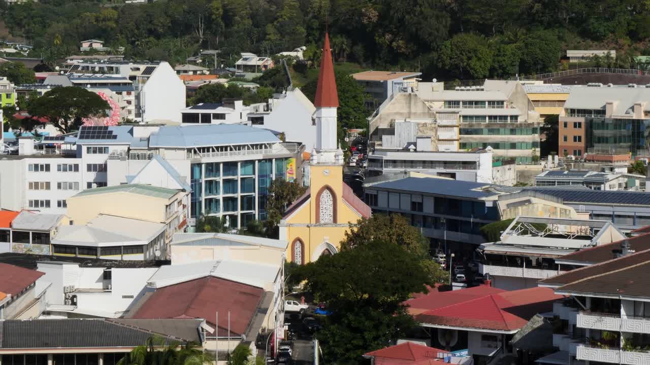 Cathedral of Our Lady of the Immaculate Conception of Papeete (Cathédrale de Papeete Notre-Dame de L'Immaculée Conception), located close to the waterfront esplanade in Papeete, Mahina,Tahiti.